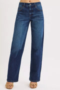 RISEN Women's Jeans Mid Rise Wide Baggy Dark Wash Denim Pants DARK 8698e8d00a6b47a289bd1889bee9a364-Max-Origin Trendsi