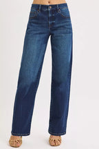 RISEN Women's Jeans Mid Rise Wide Baggy Dark Wash Denim Pants DARK 8698e8d00a6b47a289bd1889bee9a364-Max-Origin Trendsi