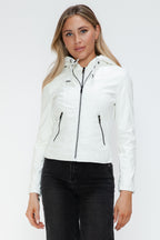 Snobbish Faux Leather Women White Zip Pockets Hooded Basic Jacket 86ad5f35-2232-4621-a228-30e85c4b756b-Max_b6d4ba36-110f-4f5f-b560-c0e694b2ff05 Trendsi