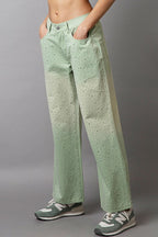 POL Women Pants 100% cotton Embellishments Rhinestone Wide Leg Trousers 86b5fae4-90dd-41fe-9622-32ca562d72d1-Max Trendsi