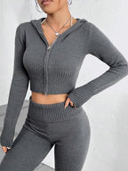 Sweater Set Zip Up Hooded Crop Top and Flare Pants Gray Knit Women 2 Pcs 86be7c17-72f4-4e6c-84aa-726b5b5e875c-Max Trendsi