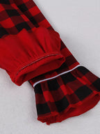 Girl's Dress Deep Red Plaid Ruffle Hem Long Sleeve Children's Buttoned 86ca829cd36846a9acc4c7ebce3e7b0f-Max-Origin Trendsi