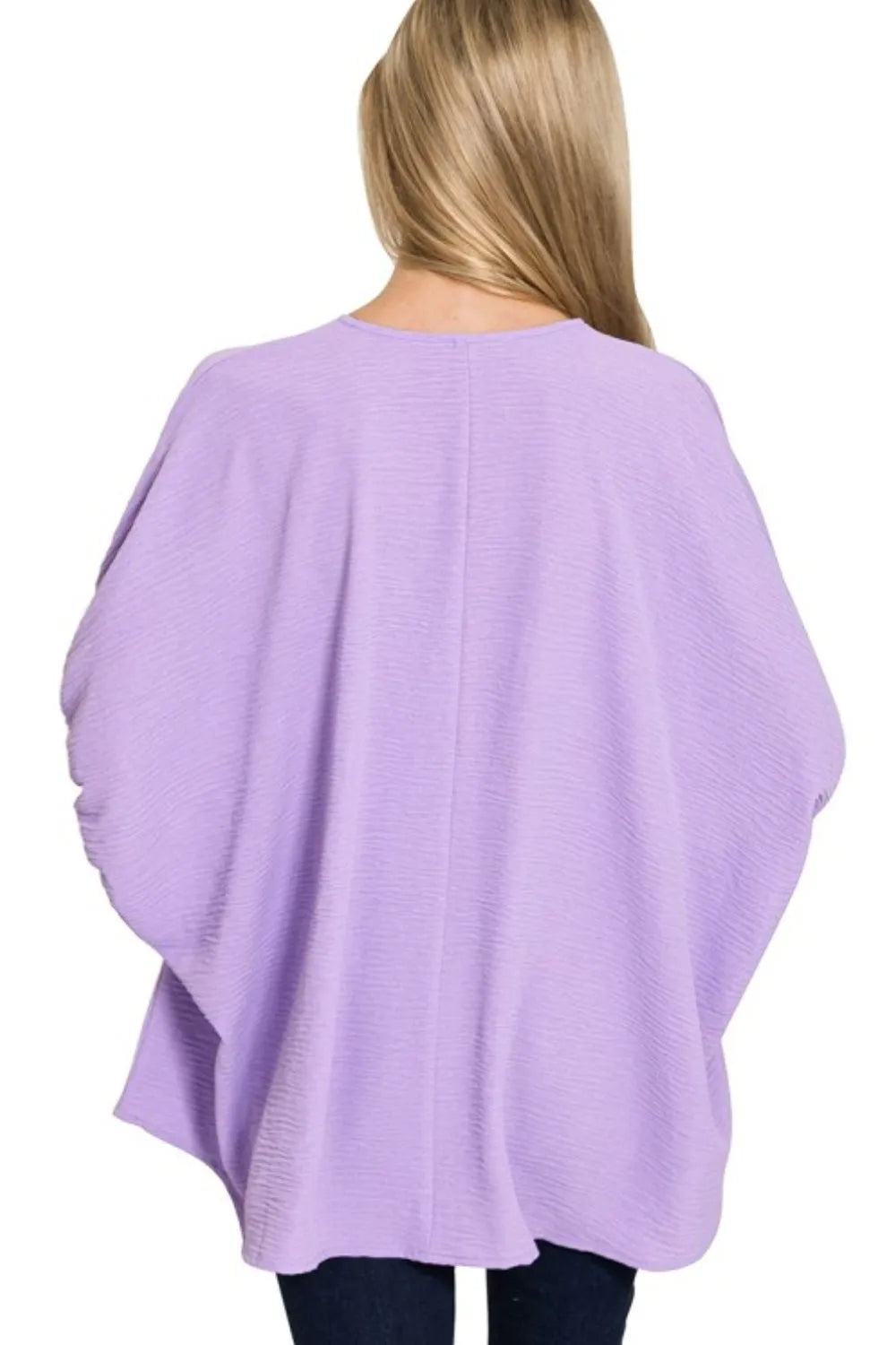 Zenana Blouse Lavender Woven Airflow V-neck Puff Half Sleeve Oversized Top 86cdc4c2-cd72-4ba0-9913-a46f94c4cb25-Max-Origin Trendsi