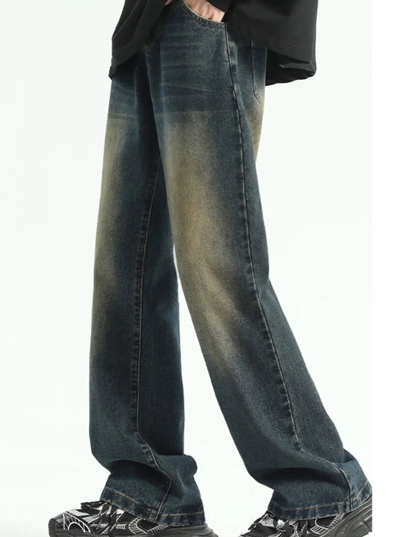 Men's Straight Leg Jeans Nostalgic Blue Washed Denim Pants 86ceeb0f-303a-4fcd-b014-6220024acb3a-Max-Origin Trendsi