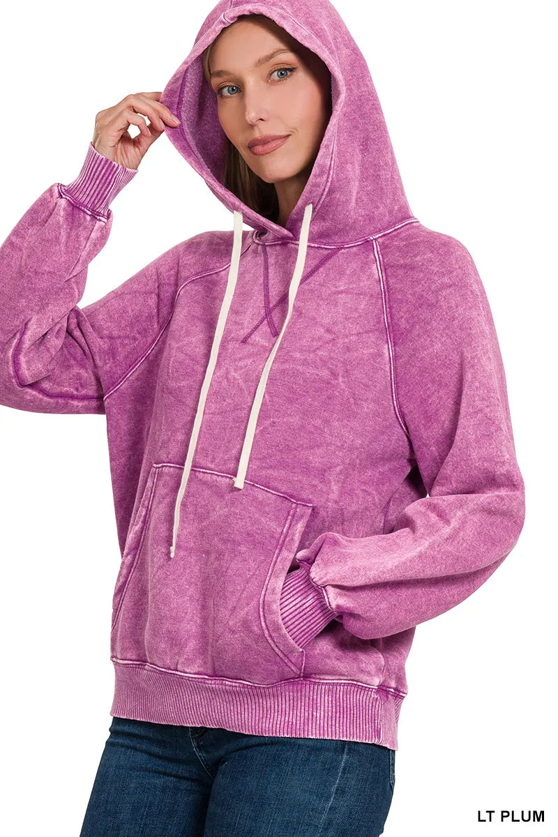 Zenana Fleece Hoodie Light Plum Acid Wash with Kangaroo Pocket Hooded 86ef6e5b-93f7-45d1-856a-be55df8a99b8-Max-Origin Trendsi