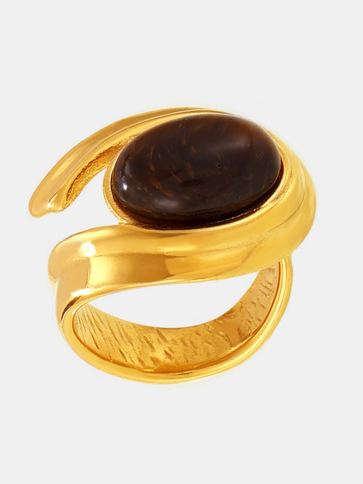 Jewelry Set Earrings and Ring Stainless Steel 18K gold-plated Tigerite C-Hoop 8728035d-adba-4e69-b9e9-1015a982d8c5-Max Trendsi