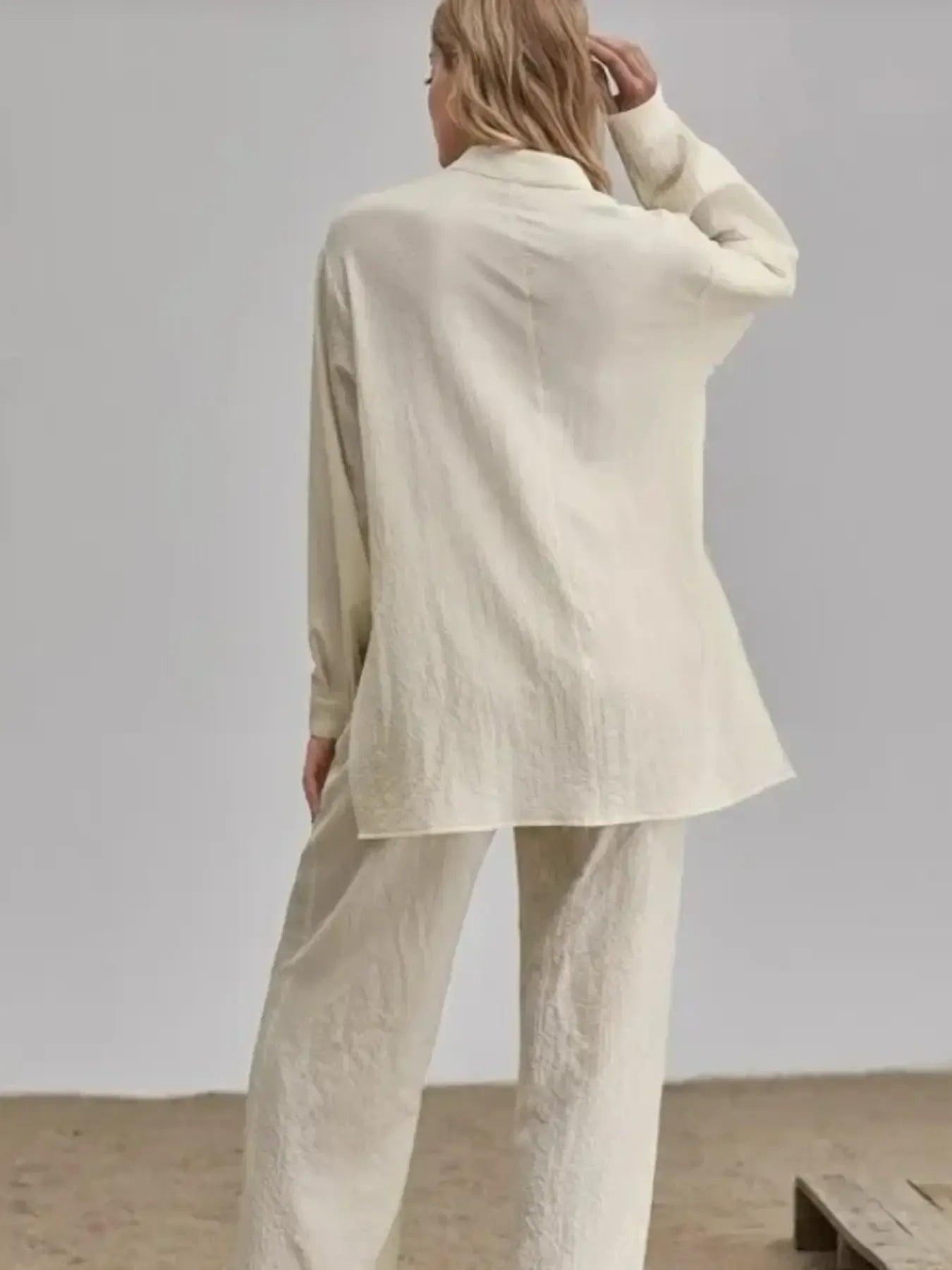 Women's Outfit Set Long Sleeve Shirt and Pants Set Pocketed Lightweight Two-piec 874f914f7e2e4013894b14a51c376f68-Max-Origin Trendsi