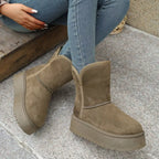 Women's Boots Warm Fluff Lined Round Toe Platform Flats 87722706cf9847fa84a27d3ad56d0728-Max-Origin Trendsi
