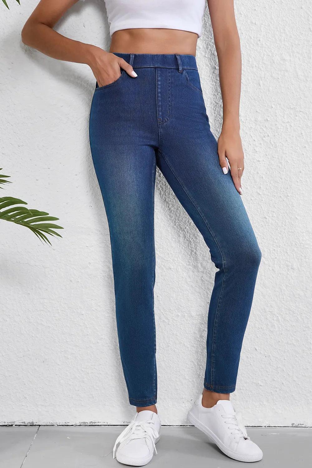 Skinny Jeans High Waist with Pockets Slim Denim Stretch Pants 8789af70-9b55-4133-92ed-54d4b0391283-Max Trendsi