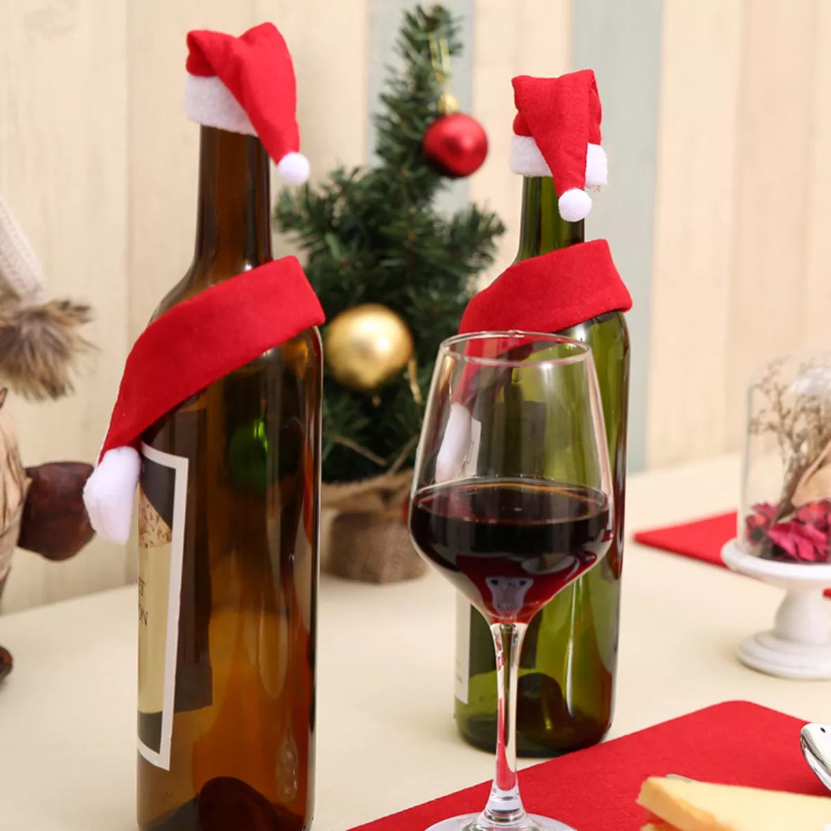 Christmas Wine Bottle Santa Hat & Scarf Decorative Covers 2 Piece 878c9386-3236-4e28-afc2-fbfb7d351899-Max-Origin Trendsi