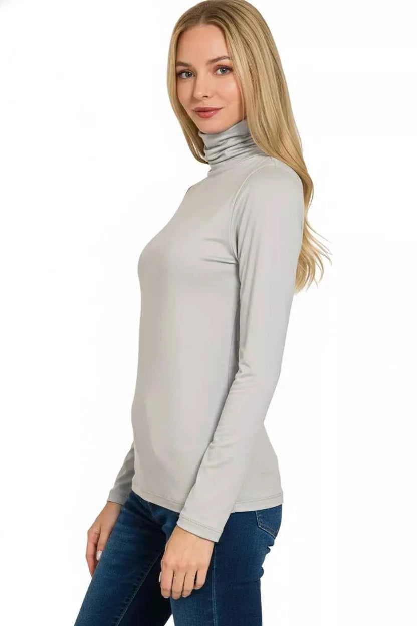 Zenana Premium Microfiber Mock Neck Top Light Gray Long Sleeve 87af6485-69d0-4d60-b07e-a0bf17bd1246-Max-Origin Trendsi