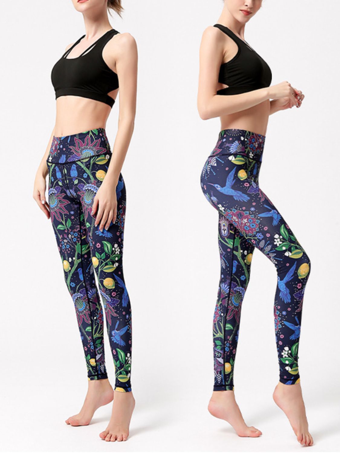 Active Leggings Floral Colorful Printed High Waist Highly stretchy 87b24ee0-c0b0-44c3-8d58-0b56950195be-Max Trendsi