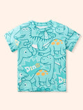 Children's Dinosaur Print Crew Neck Short Sleeve T-Shirt