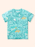 Children's Dinosaur Print Crew Neck Short Sleeve T-Shirt