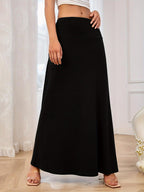 Maxi Skirt Solid Elastic Waist Soft Basic Style 87c7462d-12ed-4835-8d89-e44ef0e26669-Max Trendsi