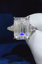 Silver Ring 10 Carat Moissanite Rectangle Stone 925 Sterling Platinum-plated 87cc834c-9fe8-4f26-9cbb-ac858a792840-Max Trendsi