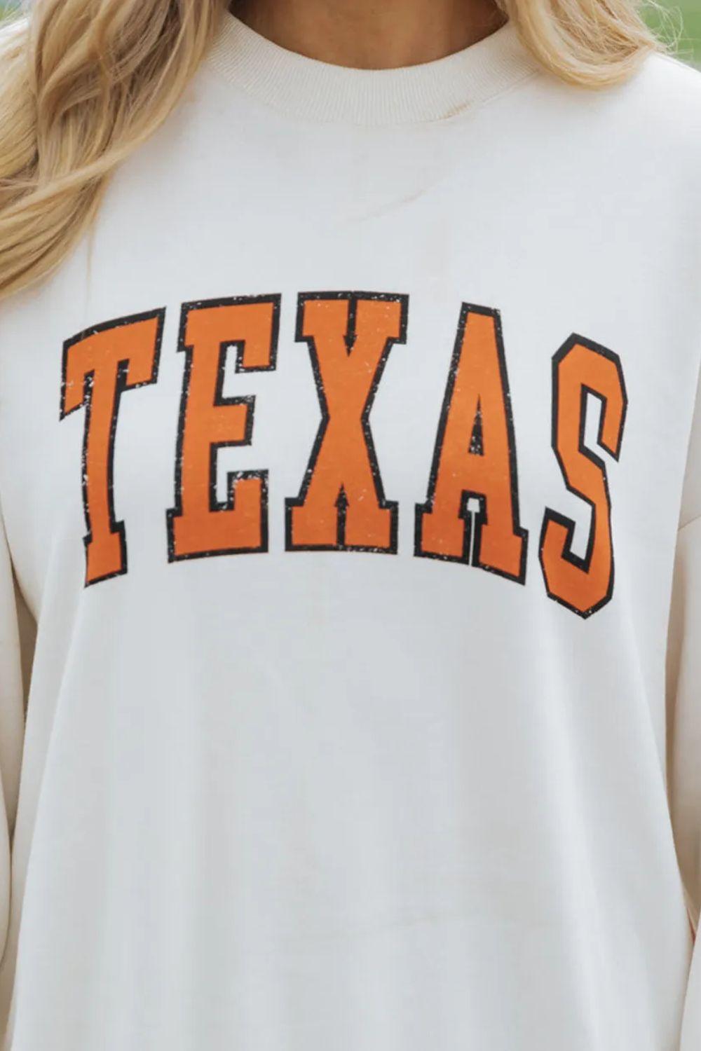 TEXAS Sweatshirt Round Neck Dropped Shoulder Long Sleeve 87ce93ce-e9c9-4369-9c52-83c50f2b3ec3-Max Trendsi