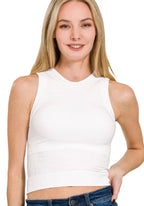 Zenana Built In Bra Seamless Crop Tank Top