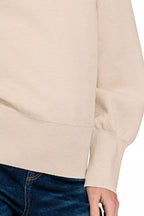 Zenana Womens Sweater Beige Viscose Mock Neck Exposed Seam Pulover 87d10c96-b5a0-4c42-b95c-bf6b1226370b-Max-Origin Trendsi