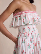 Midi Dress White Floral Strapless Ruffle Off Shoulder 87efa2f1-abfe-4a31-8124-390171e795fc-Max-Origin Trendsi