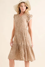 And The Why Dress Boho Printed Tiered Ruffled Taupe Short Sleeve 880c392c823e49859bc80922098bf403-Max-Origin Trendsi
