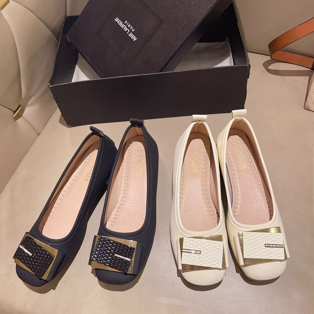 Women's Slip-Ons Round Toe Block Low Heels Shoes 8813428b57134cad81843c74bdb29972-Max-Origin Trendsi