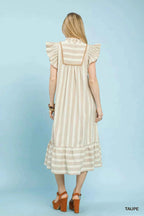 Umgee Stripe Ruffle Sleeve Tiered Midi Dress 88302c2e-2781-4218-896a-f1292a43db46-Max-Origin Trendsi