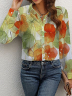 Women's Shirt Floral Sage Printed Button Up Long Sleeve Lightweight Top 883279b097af4a7f967bbdd0468272f7-Max-Origin Trendsi