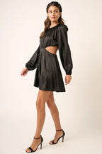 Mittoshop Mini Dress Black Satin Side Cutout Detail Long Sleeve 88392bf0aeb74e3b8b141629a8163229-Max-Origin Trendsi