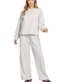 Zenana Sweatshirt and Pants Set Gray Scuba Crewneck Long Sleeve 2 Pcs H GREY 8840df99f820490aa01db05398142d85-Max-Origin Trendsi