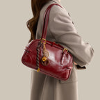 Vintage Style Leather Shoulder Bag Medium Size PU Leather Imported