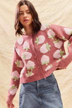 SO ME Womens Cardigan Strawberry Fruit All Over Button Sweater 884d85441af94d06b8d20052cc3477af-Max-Origin Trendsi
