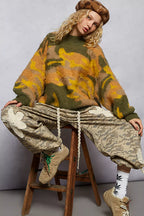 POL Womens Knit Sweater Olive Multi Abstract Colorblock Pattern Mock Neck 8867af2e-ce4a-42a2-b88e-721633e84fda-Max-Origin Trendsi