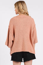 Mittoshop Sweater Side Slit Notched Drop Shoulder Rosewood Short Sleeve 888c99a4-8810-4ff8-a9f4-548e98d10c32-Max Trendsi