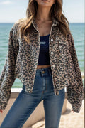 Leopard Jacket Corduroy Button Down Long Sleeve Outwear Leopard 8898c297-92f6-440b-a687-b4b34021a5b0-Max Trendsi
