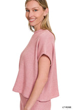 Zenana Sweater Set Light Rose Knit Boxy Top Short Sleeve & Long Pants 2 Pcs 889ddfbc672c463d9ce920e6c420a6c3-Max-Origin Trendsi