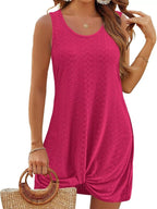 Sleeveless Tank Dress with Knotted Hem