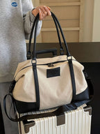 Travel Bag Canvas Leather Trim Large Handbags 88c432dd-21a9-4a7b-9284-962667065aba-Max-Origin Trendsi