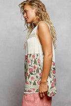 POL Floral V-Neck Tank Top Beige Floral Lace Detail Sleeveless Blouse 88cebdd8-6d4e-4975-b023-b31191b7af29-Max-Origin Trendsi
