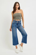 RISEN Women's Crop Jeans High Rise Wide Leg with Wide Band Detail 88f57f90ed78448e9d633a3e23d49d24-Max-Origin Trendsi