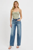 Women's Denim Jeans Medium Washed RISEN USA Distressed Wide Leg Denim Pants 89185b92-c575-4df3-ab25-197426e0ffd7-Max Trendsi