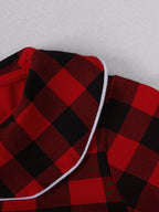 Girl's Dress Deep Red Plaid Ruffle Hem Long Sleeve Children's Buttoned 8932c90f4deb4030b0aa9cb5a46e876d-Max-Origin Trendsi