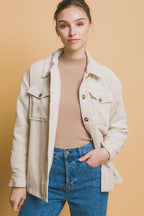 Love Tree Corduroy Jacket Button Up with Sherpa Lined Outwear Cream 8932cbb2-49b2-494a-a44a-cae81d0c4d61-Max Trendsi