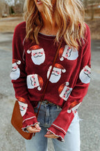 Sequin Santa Round Neck Long Sleeve Blouse 8941257f-ec41-4ae7-bb75-4e7831453699-Max Trendsi