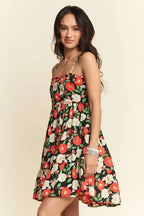 Davi & Dani Mini Dress Black Floral Scalloped Cutout Back Ruffled 894683de883844dcaa7d07de3a2d3be2-Max-Origin Trendsi