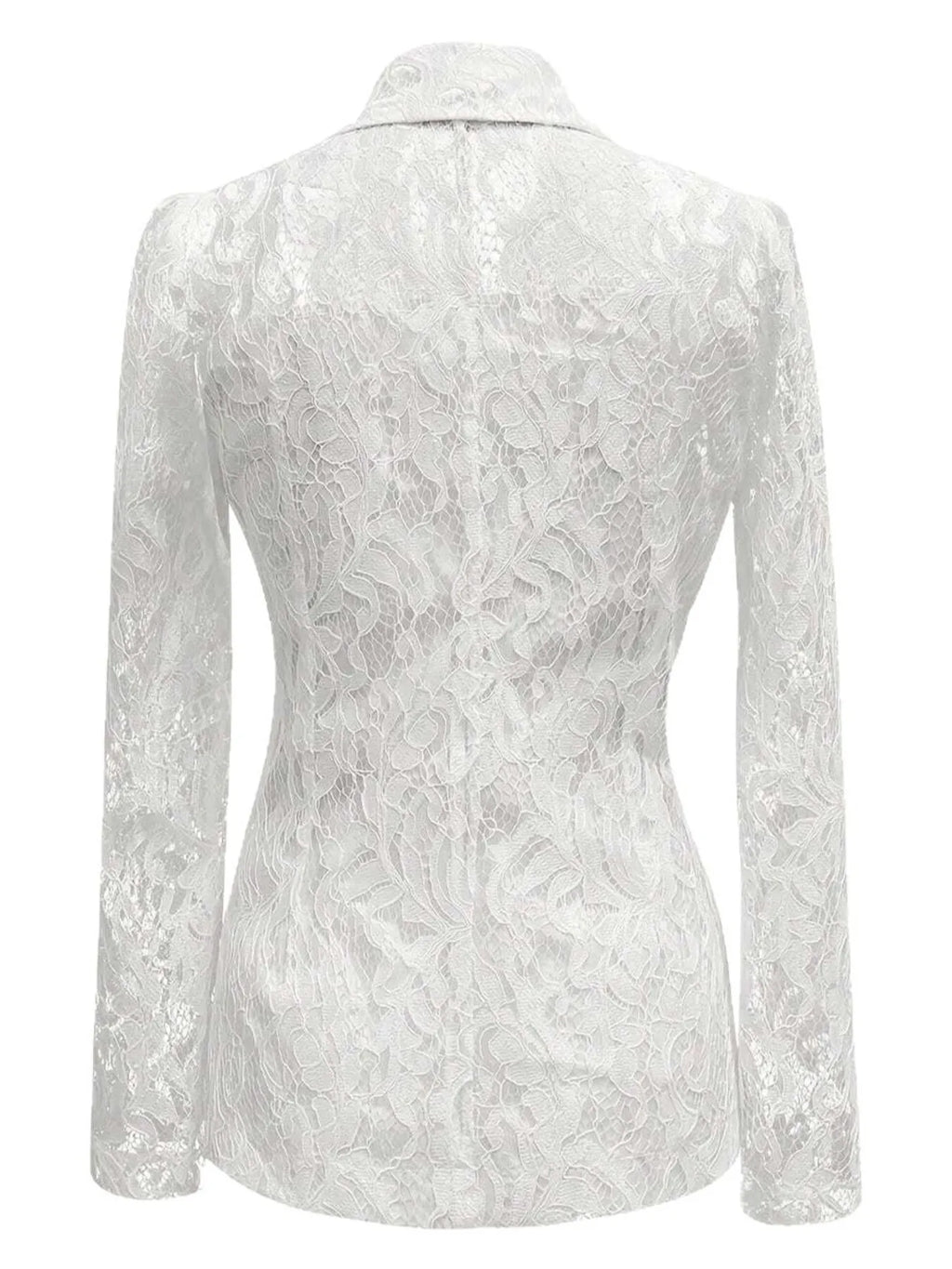 Women's Blazer White Floral Pattern Lace Single-Breasted Long Sleeve 894acc228ab948d187f501dbb0521fd6-Max-Origin Trendsi