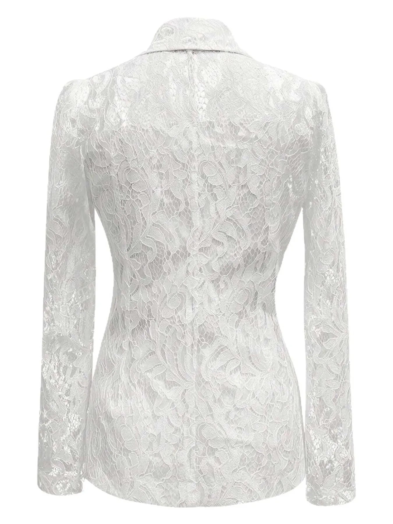 Women's Blazer White Floral Pattern Lace Single-Breasted Long Sleeve 894acc228ab948d187f501dbb0521fd6-Max-Origin Trendsi