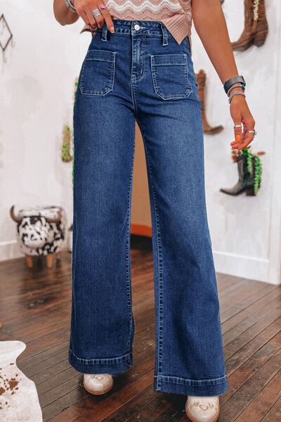 Women's Jeans Medium Washed Wide Leg Front Pockets Denim Pants S-2XL Medium 894f80af-d5a1-438c-b797-9fac9960b0ff-Min Trendsi