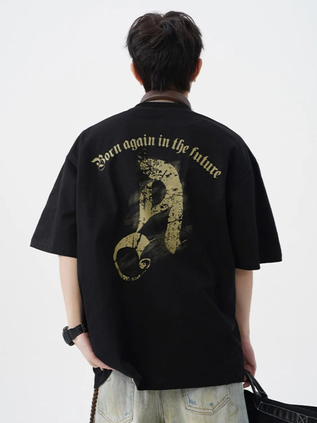 Men's Cotton T-Shirt Graphic Print Back Round Neck Half Sleeve M-3XL Black 8956b176-2824-43f7-8c72-4c8690fb0873-Max-Origin Trendsi