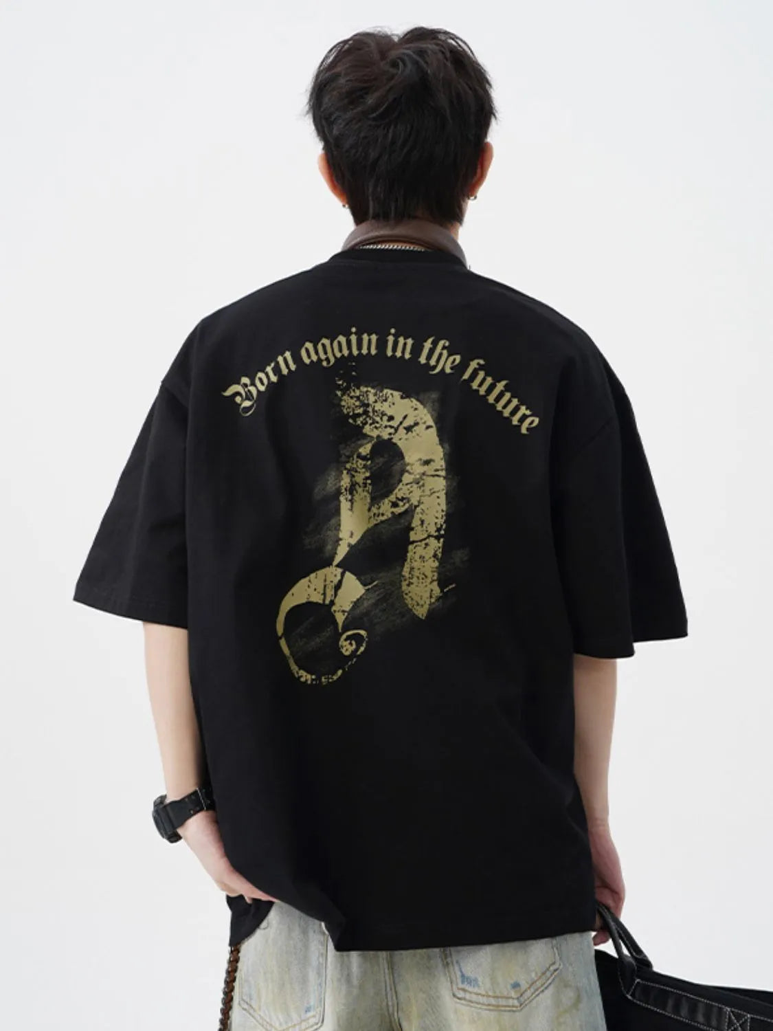 Men's Cotton T-Shirt Graphic Print Back Round Neck Half Sleeve M-3XL Black 8956b176-2824-43f7-8c72-4c8690fb0873-Max-Origin Trendsi